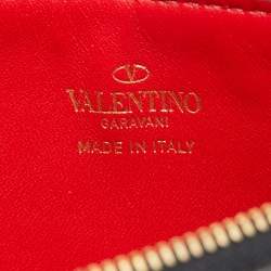 Pre Owned Valentino Black Leather Rockstuds Alcove Zip Pouch 