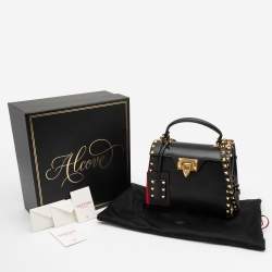 Pre Owned Valentino Black Leather Rockstud Top Handle Bag