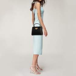 Pre Owned Valentino Black Leather Rockstud Top Handle Bag