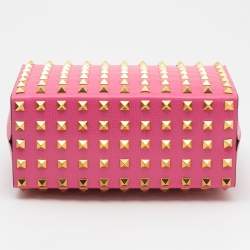 Pre Owned Valentino Pink Leather Rockstud Top Handle Bag