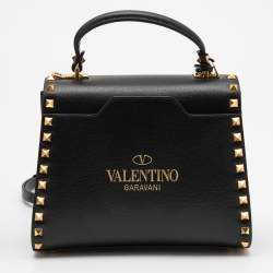 مملوكة مسبقًا Valentino Black Leather Alcove Top Handle Bag