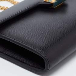 مملوكة مسبقًا Valentino Black Leather Alcove Wallet On Chain