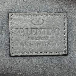 Pre Owned Valentino Grey Leather Rockstud Zip Pouch