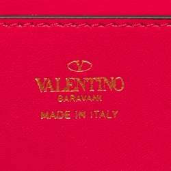 Pre Owned Valentino Red Leather Rockstud Alcove Top Handle Bag