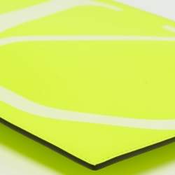 Pre Owned  Valentino Neon Green Leather Vlogo Flat Zip Pouch