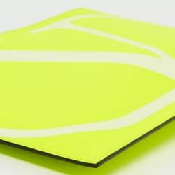 Pre Owned  Valentino Neon Green Leather Vlogo Flat Zip Pouch