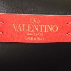 Pre Owned  Valentino Neon Green Leather Vlogo Flat Zip Pouch