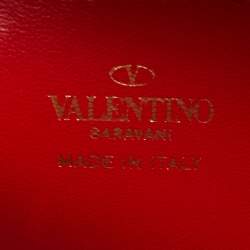 Pre Owned Valentino Red Leather Rockstud Alcove Top Handle Bag