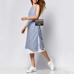 Pre Owned Valentino Black Leather Stud Sign Flap Shoulder Bag