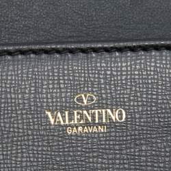 Pre Owned Valentino Black Leather Stud Sign Flap Shoulder Bag