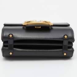 Pre Owned Valentino Black Leather Stud Sign Flap Shoulder Bag