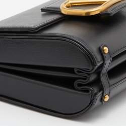 Pre Owned Valentino Black Leather Stud Sign Flap Shoulder Bag