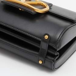 Pre Owned Valentino Black Leather Stud Sign Flap Shoulder Bag