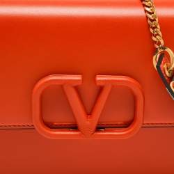 Pre Owned Valentino Orange Leather Small VSling Shoulder Bag