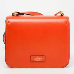 Pre Owned Valentino Orange Leather Small VSling Shoulder Bag