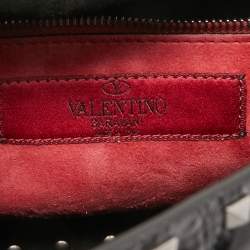 Pre Owned Valentino Black Quilted Crinkled Leather Medium Rockstud Spike Shoulder Bag