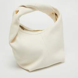Pre Owned Valentino Off White Leather Roman Stud Hobo