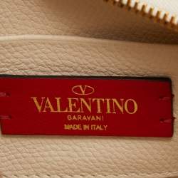 مملوكة مسبقًا Valentino Off White Leather Mini VLogo Signature Hobo