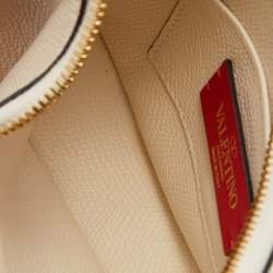 مملوكة مسبقًا Valentino Off White Leather Mini VLogo Signature Hobo