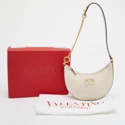 مملوكة مسبقًا Valentino Off White Leather Mini VLogo Signature Hobo