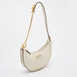 مملوكة مسبقًا Valentino Off White Leather Mini VLogo Signature Hobo