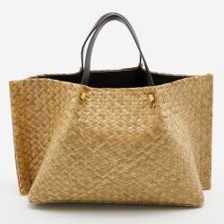 Pre Owned Valentino Beige Woven Straw VLOGO Escape Shopper Tote