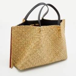 Pre Owned Valentino Beige Woven Straw VLOGO Escape Shopper Tote