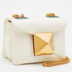 Pre Owned Valentino Ivory Leather Micro One Stud Crossbody Bag