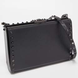Pre Owned Valentino Black Leather Alcove Rockstud Clutch