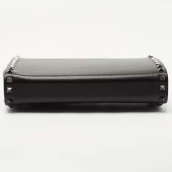 Pre Owned Valentino Black Leather Alcove Rockstud Clutch