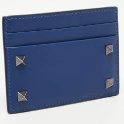 Valentino Blue Leather Rockstud Card Holder