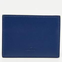 Valentino Blue Leather Rockstud Card Holder