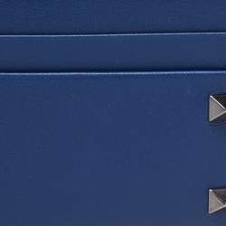 Valentino Blue Leather Rockstud Card Holder