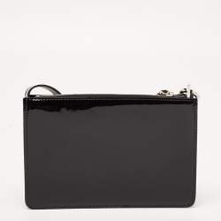 Pre Owned Valentino Black Patent Leather Vsling Zip Shoulder Bag