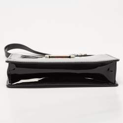 Pre Owned Valentino Black Patent Leather Vsling Zip Shoulder Bag