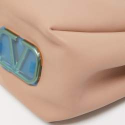 Pre Owned Valentino Old Rose Leather and Snake Drawstring VLogo Bucket Bag