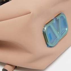 Pre Owned Valentino Old Rose Leather and Snake Drawstring VLogo Bucket Bag