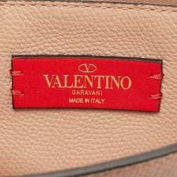 مملوكة مسبقًا Valentino Beige Leather VLogo Wallet on Chain