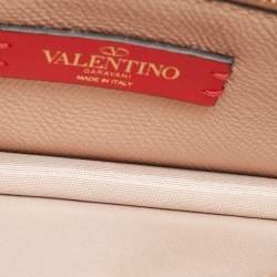 مملوكة مسبقًا Valentino Beige Leather VLogo Wallet on Chain