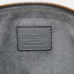 Pre Owned Valentino Grey Leather Rolling Rockstud Zip Pouch