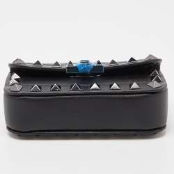 Pre Owned Valentino Black Leather Rockstud Chain Pouch