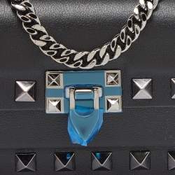 Pre Owned Valentino Black Leather Rockstud Chain Pouch