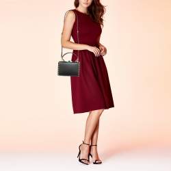 Pre Owned Valentino Black Leather Rockstud Alcove Box Top Handle Bag