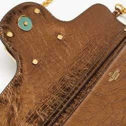Pre Owned Valentino Bronze Leather Medium Loco Shoulder Bag