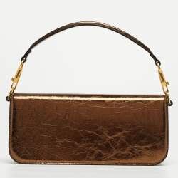 Pre Owned Valentino Bronze Leather Medium Loco Shoulder Bag
