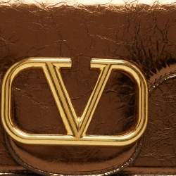 Pre Owned Valentino Bronze Leather Medium Loco Shoulder Bag