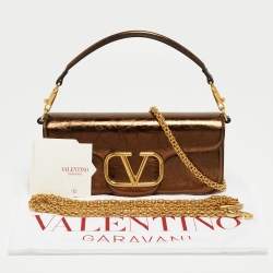 Pre Owned Valentino Bronze Leather Medium Loco Shoulder Bag