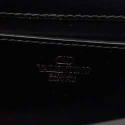 Pre Owned Valentino Black Leather Rockstud Flap Shoulder Bag