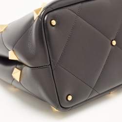 Pre Owned Valentino Black Quilted Leather Roman Stud Top Handle Bag