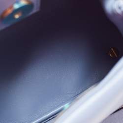 Pre Owned Valentino Blue Quilted Leather Roman Stud Top Handle Bag